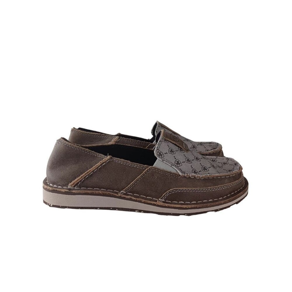 Ariat Women's Brown White Logo Printed Leather Cruise Shoes 7